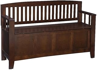Pemberly Row Entryway Hardwood Storage Bench with Flip Top Lid in Walnut Price In India