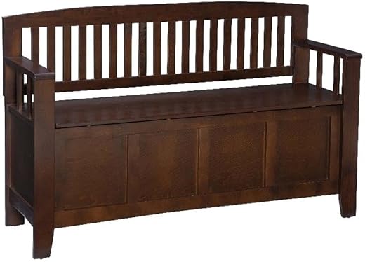 Pemberly Row Entryway Hardwood Storage Bench with Flip Top Lid in Walnut