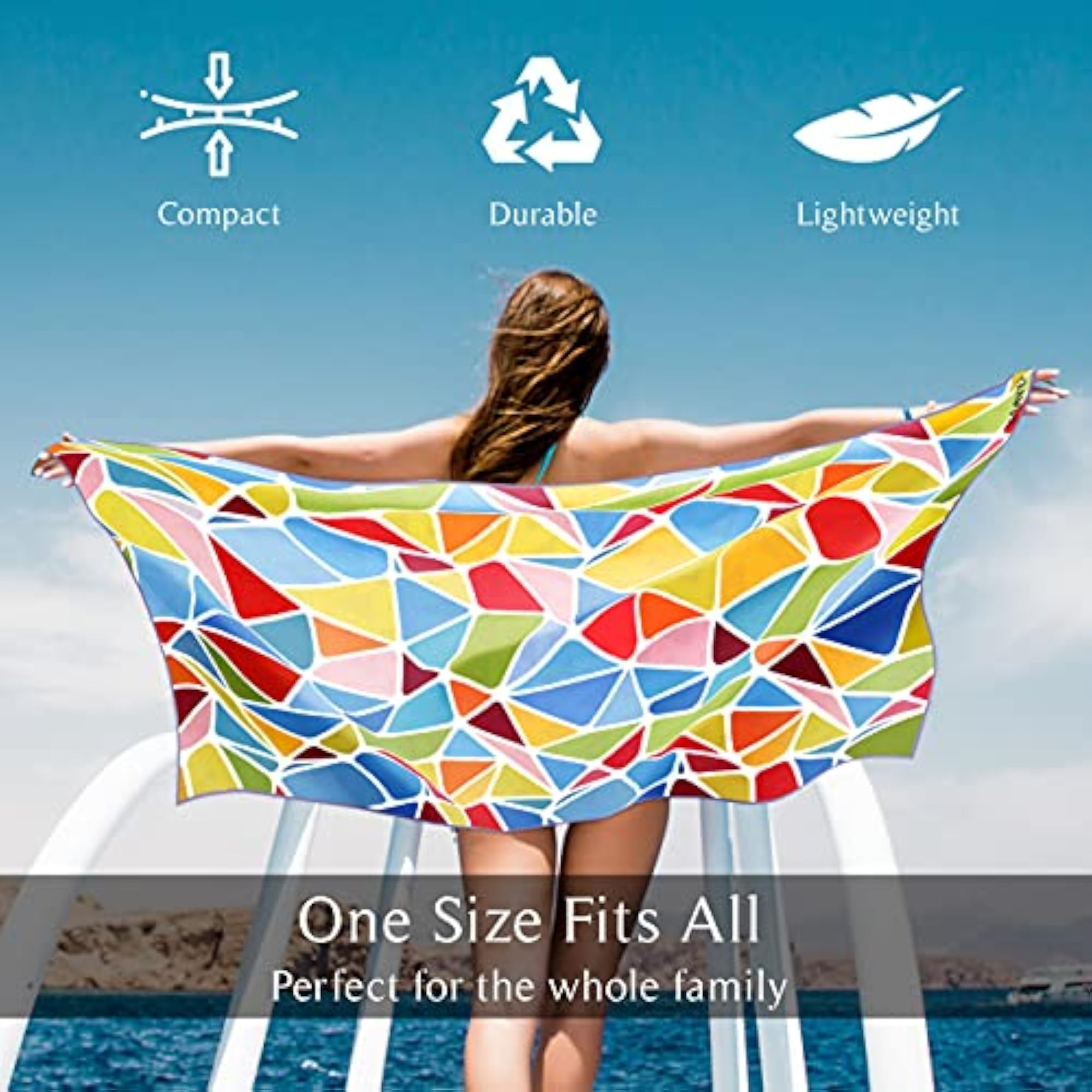 Quick-Drying Microfiber Beach Towel, Mosaic