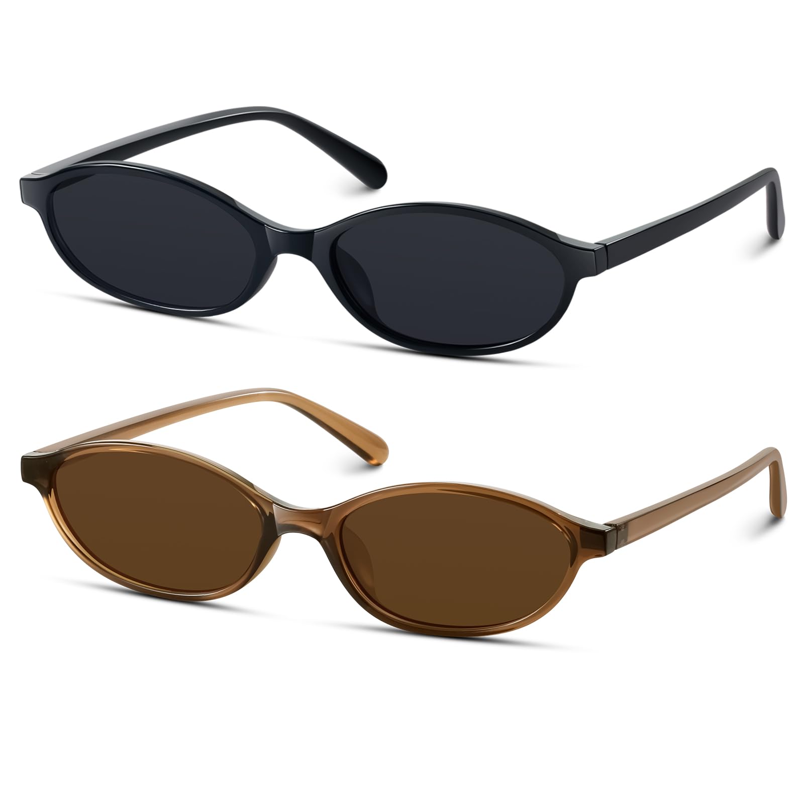 Retro Oval Sunglasses for Women 90s Design Small Cat Eye Sun Glasses UV Protection Y2k Trendy Narrow Shades