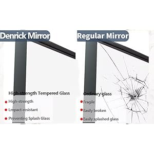 DENRICK 12 x 16 Right Angle Rectangular Mirror Frosted Corner Farmhouse Mirror Rustproof Wall Mirror Tempered Glass Modern Decorative Rectangular Mirror Horizontal or Vertical