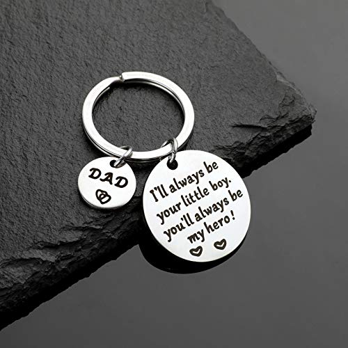 Father’s Day Gifts, Dad Birthday Gifts From Son, Double Side I'll Always Be Your Little Boy, You Will Always Be My Hero, Best Dad Ever Keychain From Kids Baby For Dad Valentine’s Day Christmas Gifts #TOP4