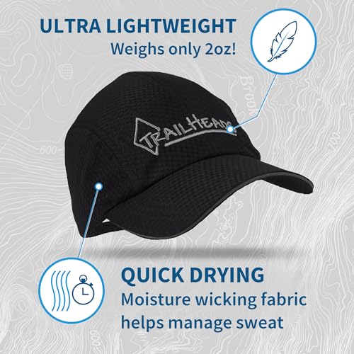 Image of TrailHeads Race Day Men's Running Hat - Lightweight, Quick Dry Mesh Cap with Reflective Accents & Sweatband - Performance Cap