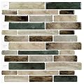 WOWSTAR 10-Sheet Peel and Stick Tiles, Marble Look Kitchen Backsplash Tiles, 11.5"x11.5" Dark Brown