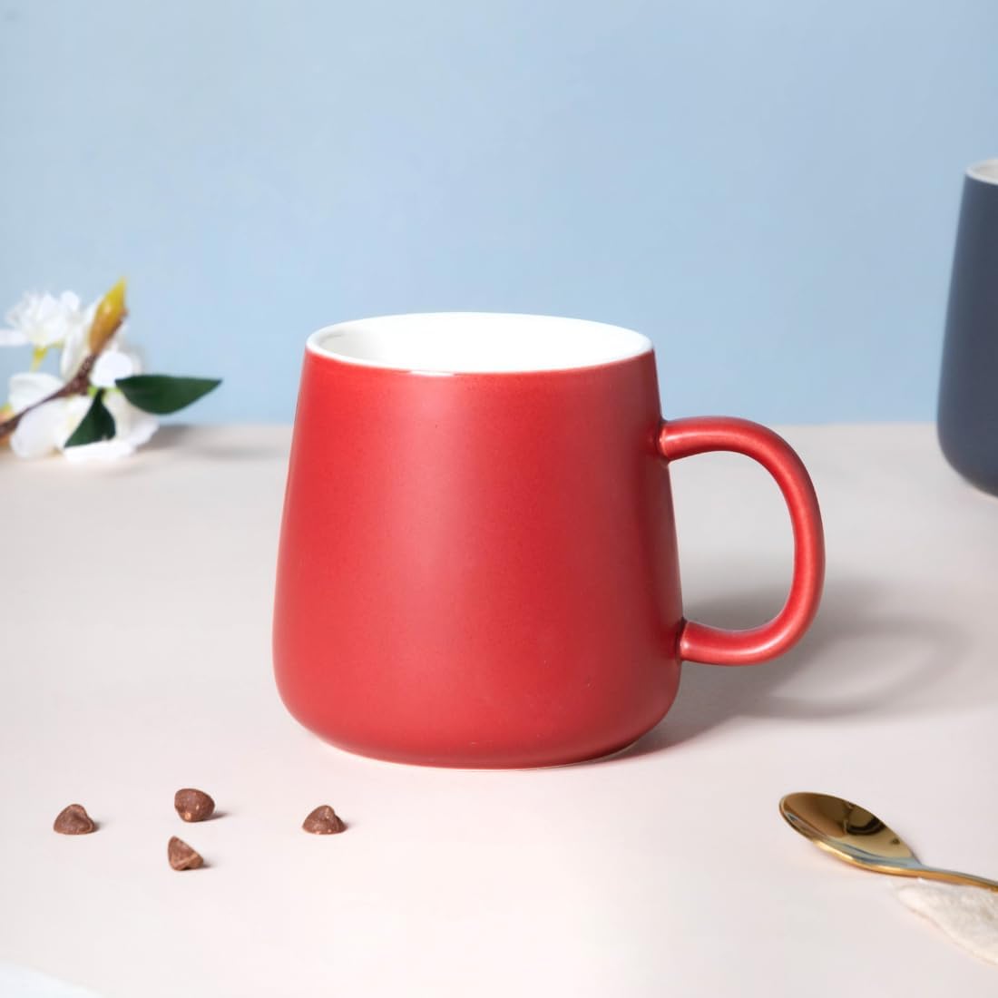 Matte Finish Coffee Mug | Microwave & Dishwasher Safe Ceramic Tea Cup | Perfect for Latte, Americano, Cappuccinos, Tea Bag & Beverages (Red, 350ml)
