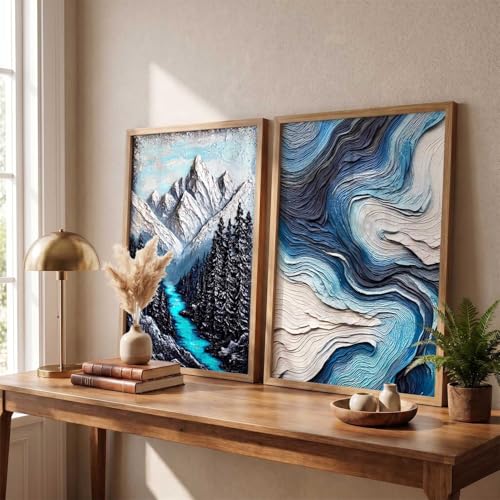 Image of kotart Modern frame Art Home Decoration Abstract Mountain view Paintings With Frame For Living Room Bed Room Hotel Wall Decor Digital Reprint Set of 2(19X25 INCH)