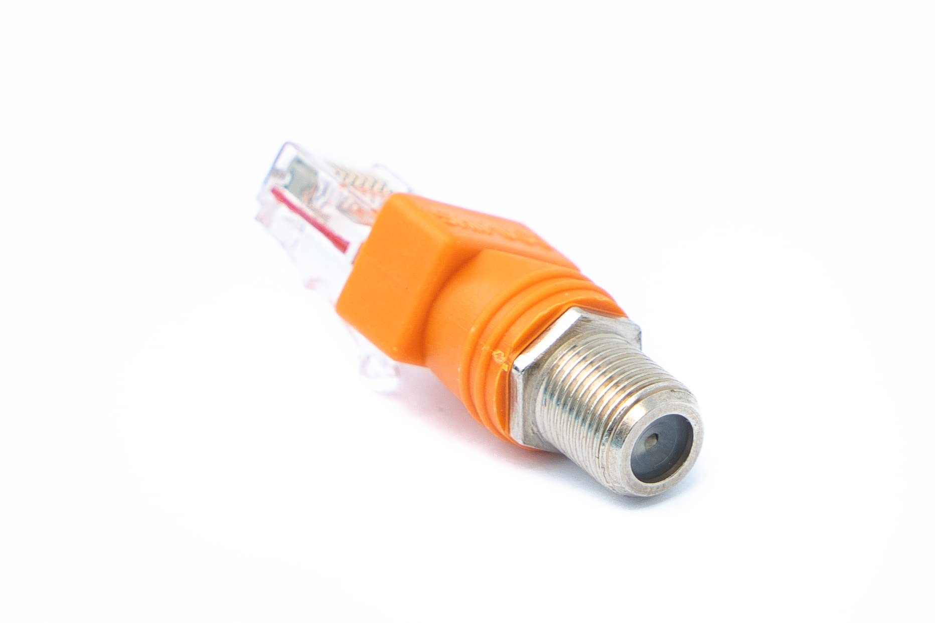 System-S Adapter koncentryczny RJ45 wtyczka do wtyczki typu F 50 omów kabel w kolorze pomarańczowym