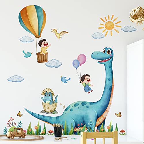 Vinilos decorativos dinosaurio azul para habitación infantil miniatura 3