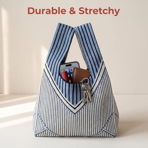 Image of Knot Bag, Mini Knit Tote Bag, Extra Thickened Japanese Knot Bag, Wristlet Handbag - 1 /2 /6 Pack