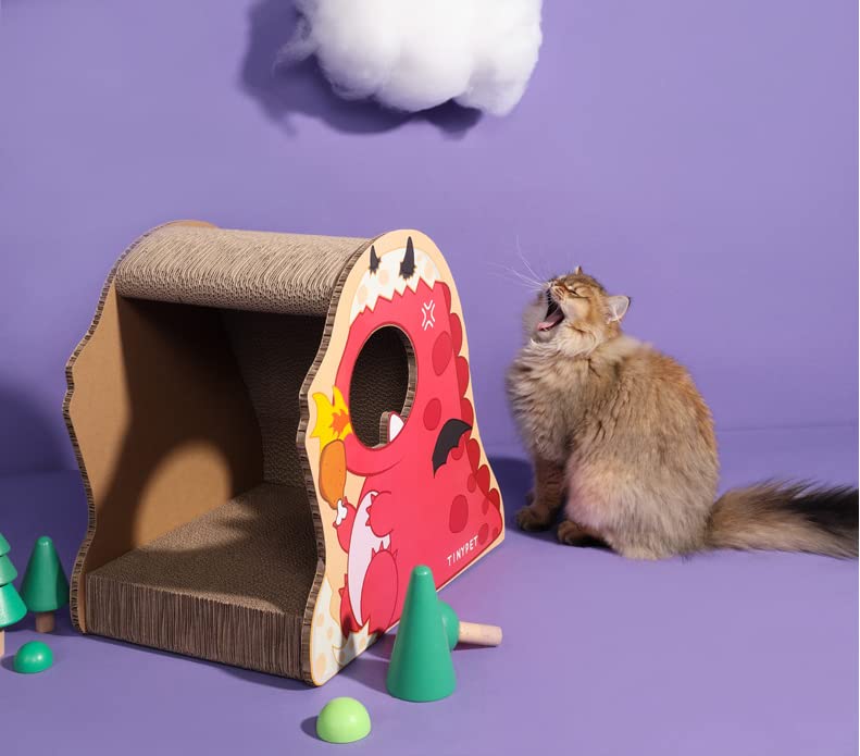Planche à gratter chat ondulé vertical nid jouet interactif dinosaure - 3