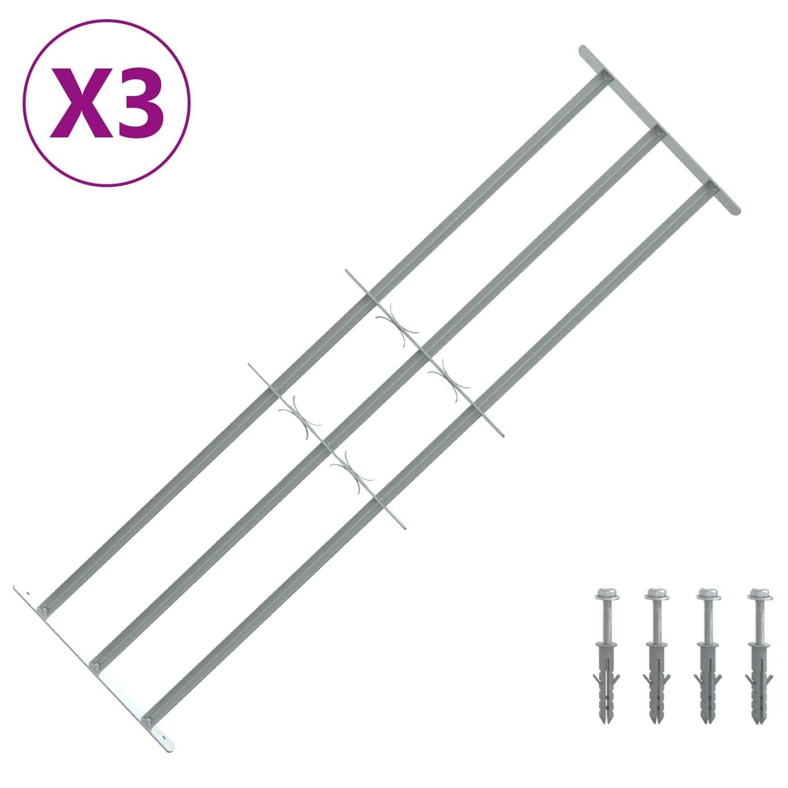Reja de Seguridad para Ventanas con 3 Barandas 3 pcs para balcón,planta baja,ventana de bodega,Reja antirrobo 93-174 cm