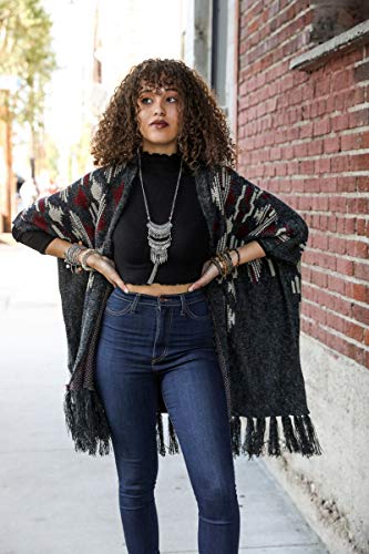 TD Collections Ruana wraps for Women Heather Argyle Knit Ruana Poncho shawl cardigan open front cape shawl3