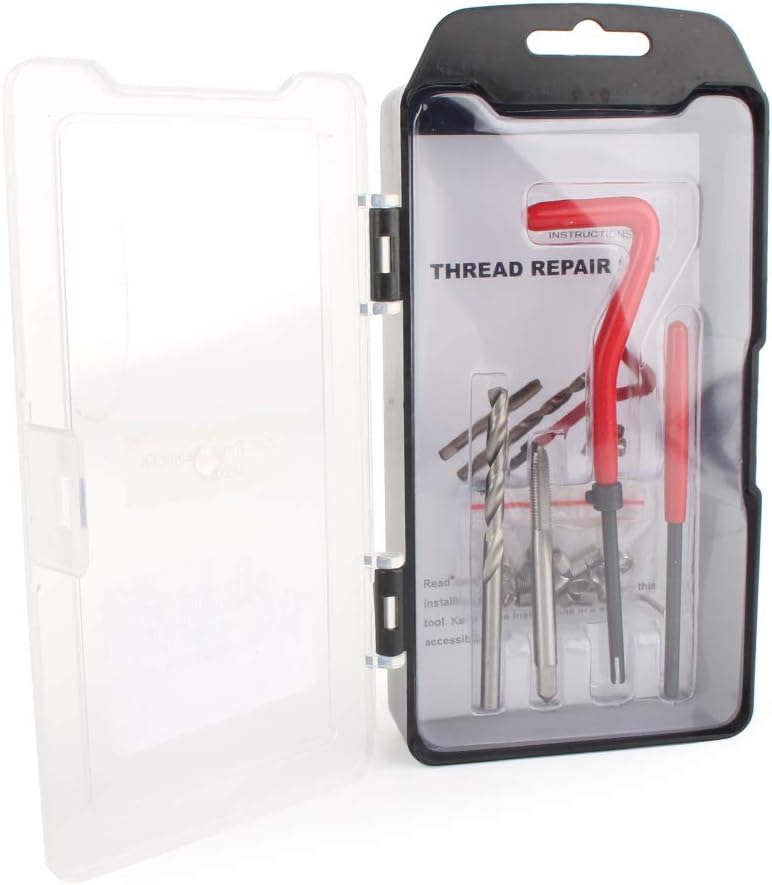 Cnsodo15 Metric Thread Repair Insert Kits M14x1.5, 14pcs, Helicoil Car Pro Coil Tool Drill Bits Taps Threaded Inserts Installation Tool