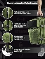 RUGSAK® ALPHA | Taktischer Rucksack [20-45L] Wasserdicht & EXTREM Robust | Militär Survival Backpack | für Outdoor Arbeit Wandern Camping und Gym | Molle Reiserucksack Herren & Damen (Camo Green) – Ansicht 4