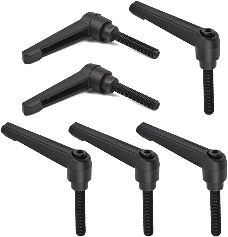 Planca de Sujeción Manija Ajustable, M8 Mango Perillas Tornillo de Fijación Roscado con rosca macho y perno, Manija de Fijación Perillas de Máquina para Posicionar y Apretar Equipos Mecánicos, Negro