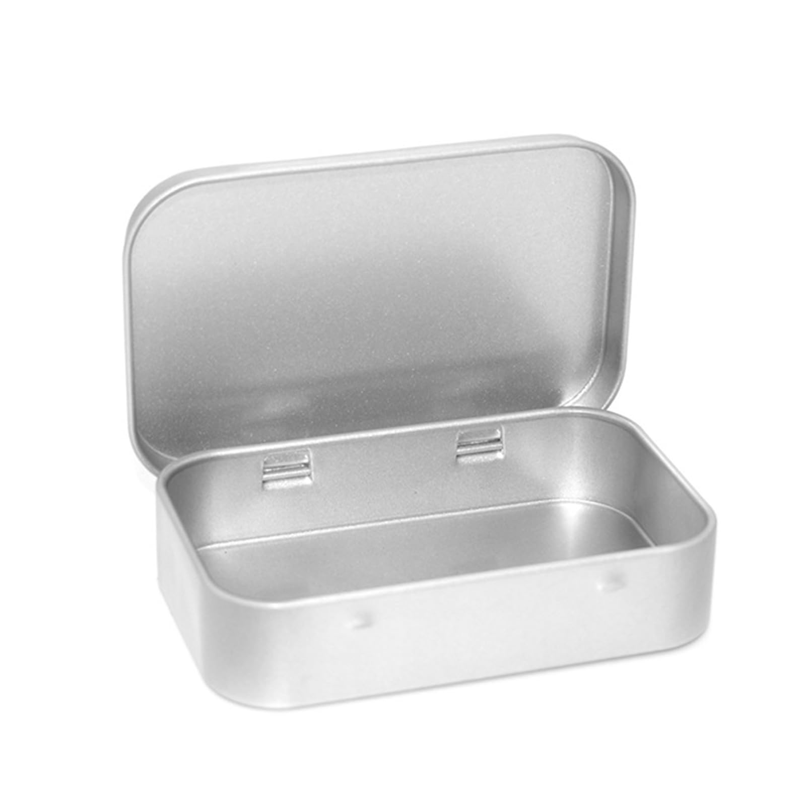 Gnbzxce Secure Hinged Container With Lid Rectangular Empty Storage Box For Jewelry And Earrings Practical Tinplate, Silver