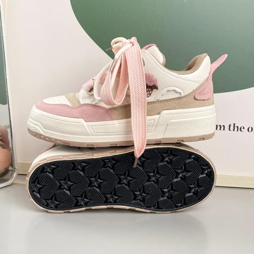 Loizziuy Pink Ice Cream Y2K Cute Canvas Shoes Casual Sneakers Sneaker Lace Up Comfort Platform Walking with Zipper for Women Girls3