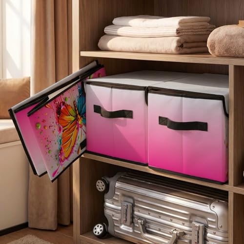 Image of Stackable Storage Bins with Lids,Closet Organizers Fabric Box for Home and Office,Blanket Clothes Organizers,Under Bed Storage Containers 3 Pack