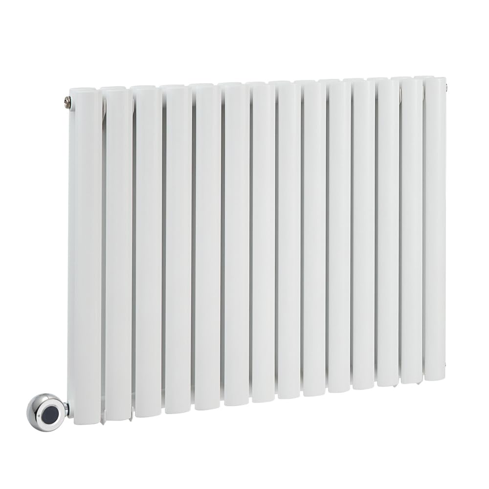 Milano Aruba 1200W White Horizontal Double Oval Panel WiFi Electric Radiator - 635mm x 826mm