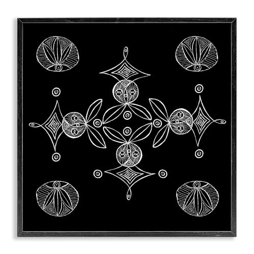 Monochrome Fractal Geometric Abstract, 17 x 17 Inch Framed Giclée Print