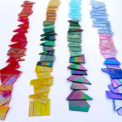 Litmind 2.2Lb Iridescent Stained Glass Pieces - Irregular Mosaic Glass Pieces And Broken Stained Glass Scraps For Crafts In Assorted Colors And Shapes #TOP1