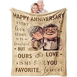 Anniversary Blanket Gifts for Him Her Couple, Wedding Anniversary Throw Gifts for Parents, Happy Anniversary for Wife Husband, Romantic I Love You Gifts, Golden Idea for Women Men, Blanket 150x130CM
