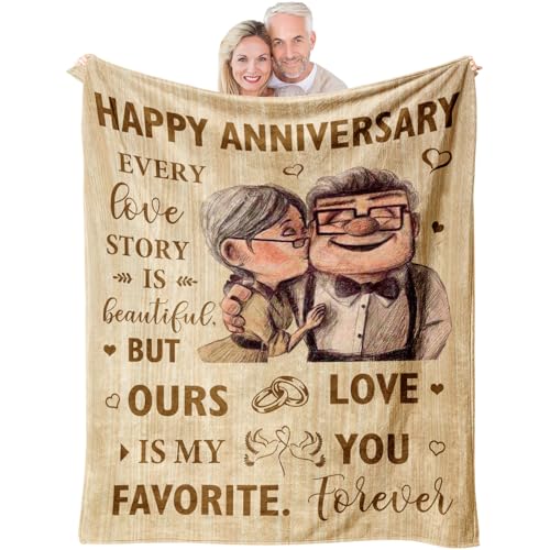 Manta de aniversario para él y su pareja, regalo de boda para padres, felicidades para esposa y marido, regalos románticos de Te amo, idea dorada para mujeres y hombres