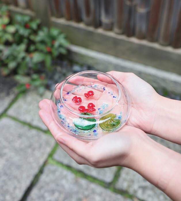 Amazon.co.jp: 夏あそびガラス水盤セット大いろどり金魚夏の贈り物に
