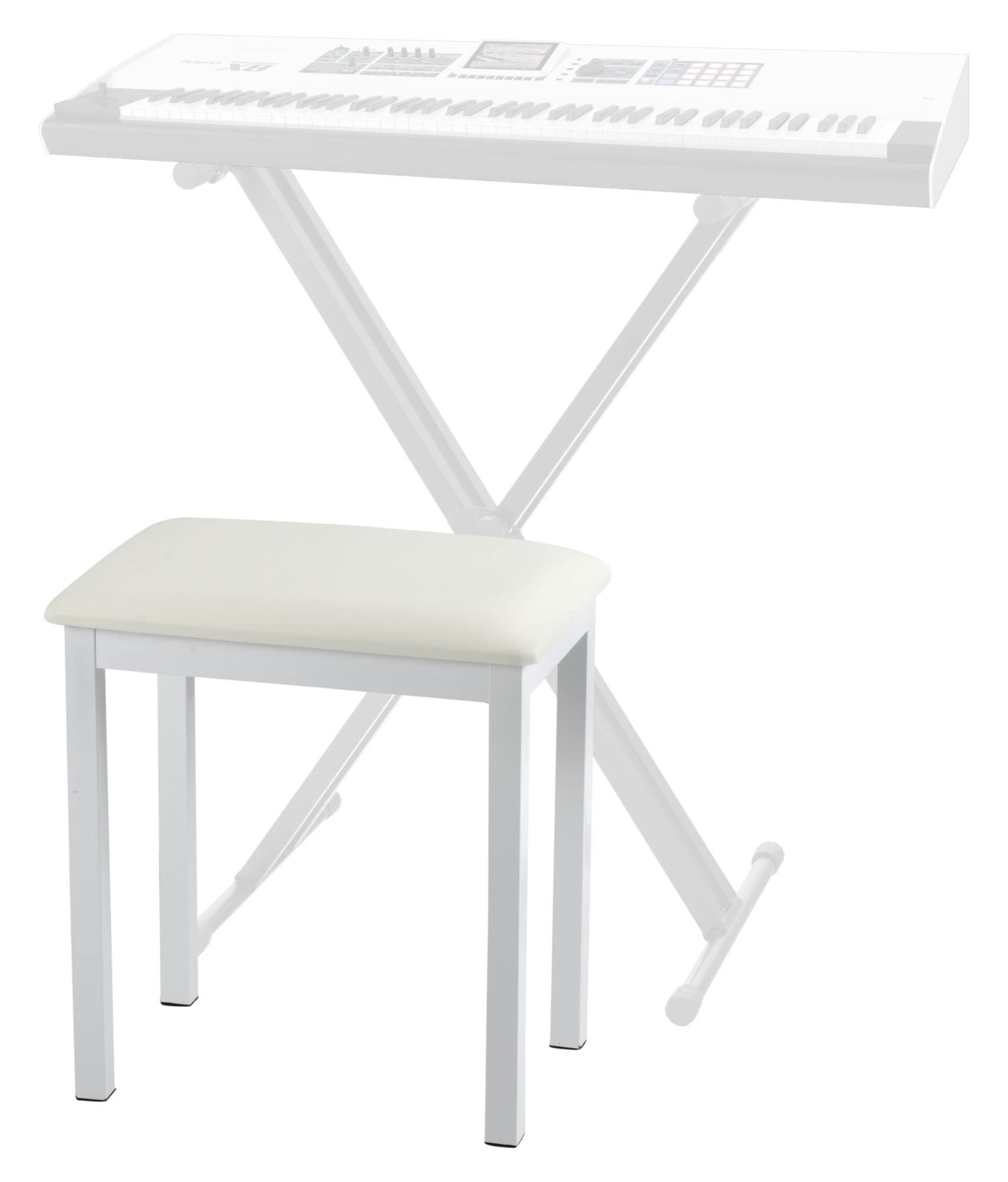 Funkey B100 Panchetta per Pianoforte - Sgabello Tastiera Alta Qualità - Seduta Bianca in Pelle Sintetica 44x30 cm - Gambe Metallo Stabili - Altezza 50 cm - Colore Bianco Opaco
