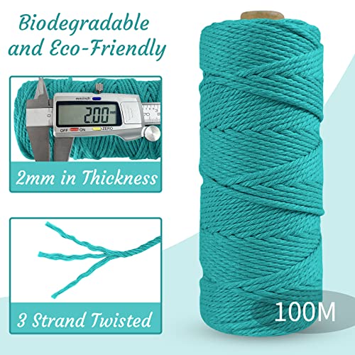 LEREATI Macrame Cord 2mm x 100m, Thick Macrame Rope Natural Cotton Rope Craft String - Image 3