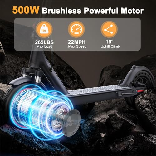 WERHY 10 Inches Electric Scooter, 500W Powerful Motor & 22 MPH Top Speed, 22-28Miles Long Range, Folding E Scooter with Dual Braking for Adults
