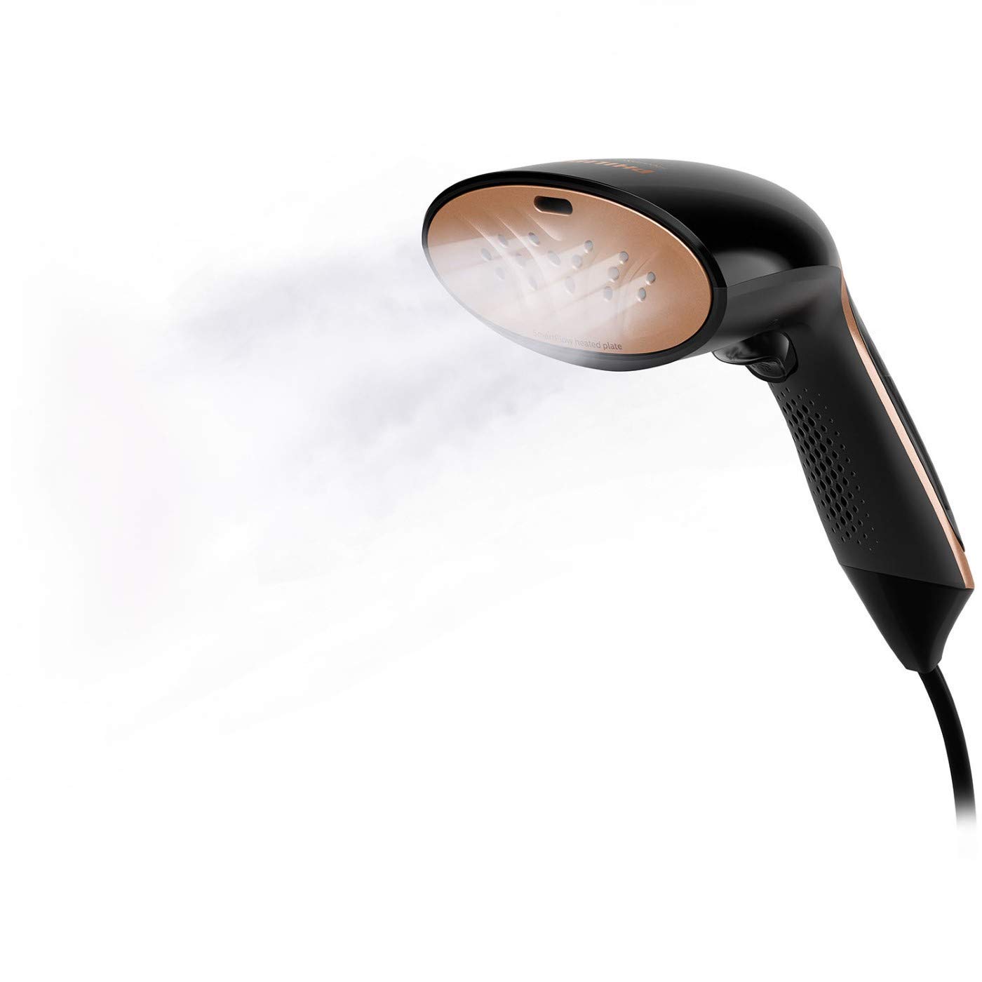 Philips Steam&Go GC365/80 Dampfglätter (1300 Watt, SmartFlow Heizplatte, Bürstenaufsatz) schwarz/gold (Generalüberholt)