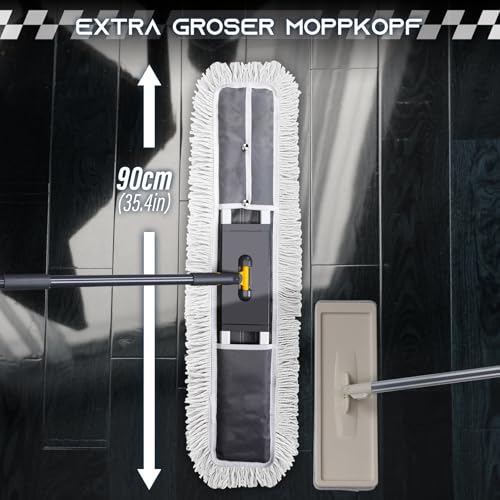 Thihome Bodenwischer, 90cm Breit Wischmopp, Professionelle Bodenwischer Set mit 2 Mikrofaser Pads...
