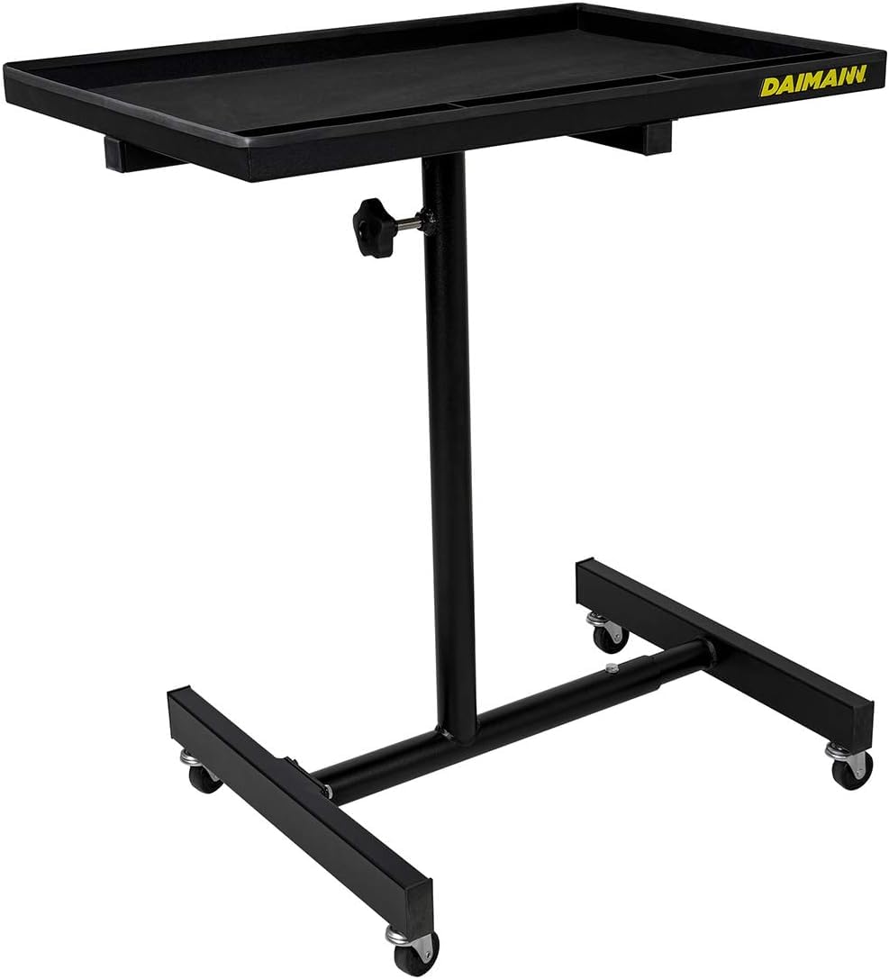 Tavolino Portatile Regolabile in Acciaio con Ruote - Modello FT01, Ideale per Officina e Garage