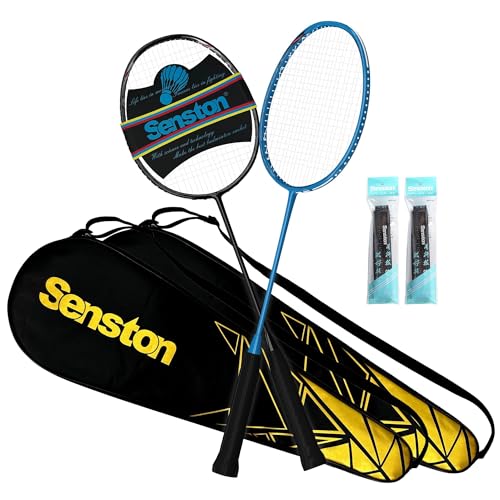 Senston N80 Badminton Rackets Set - Full Carbon Fiber 5U Lightweight Racquets with Anti-Slip Grip & 2 Carry Bags, Outdoor/Backyard Sports for Adults, Teens, Family Games