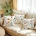 ONFAON Spring Decorations for Home - Spring Pillow Covers 18x18, Outdoor Pillow Covers Springtime Farmhouse Throw Pillow Cover Garden Linen Cushion Case for Home Decor