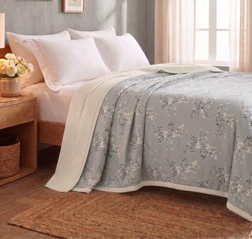Image of BSB HOME 280 GSM Reversible Dohar for Double Bed, Ultra Soft Microfiber AC Blanket, Lightweight All Season Blanket, Breathable, Skin Friendly, 85 x 88 Inches (216 x 224 cm) - Dove Grey