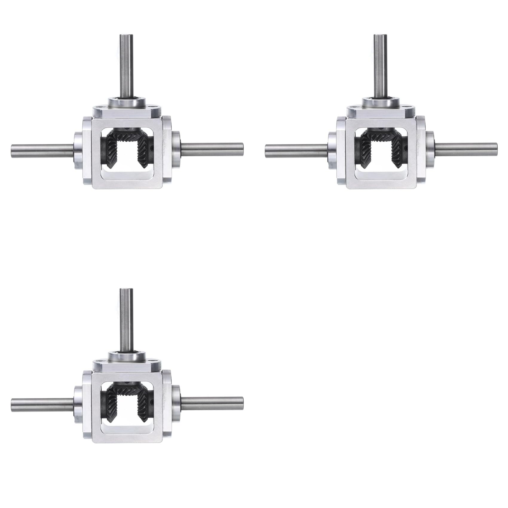 Jnchdghwa As Shown 3X Gear-Box 90 Degree Right Angle Bevel- 1:1 Reversing Double Output Shaft 1 Module 20 Teeth Bevel Gear