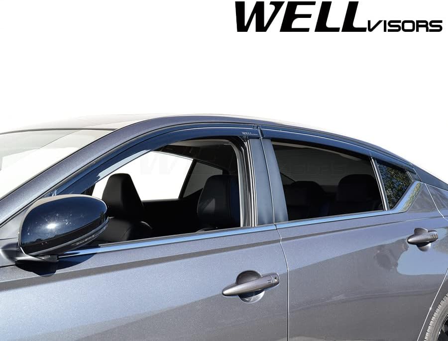 WellVisors Window Visors Wind Deflectors Compatible with Nissan Altima 2019-2026 with Black Trim Rain Guards 3-847NS023
