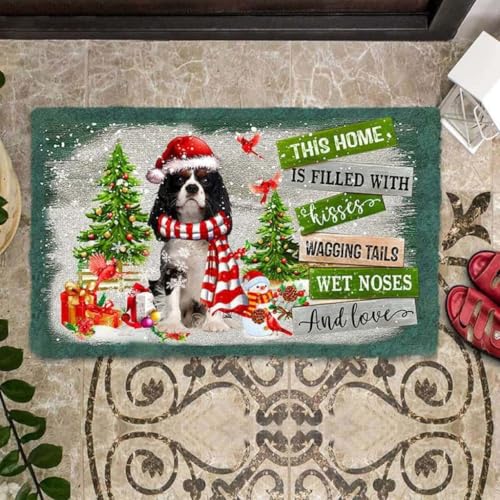 ���փ}�b�g �L���o���A�E�L���O�E�`���[���Y�E�X�p�j�G�� ���̉Ƃ̓L�X�ł����ς��̃N���X�}�X�� 50×80cm doormat Cavalier King Charles Spaniel This Home Is Filled With Kisses Chr