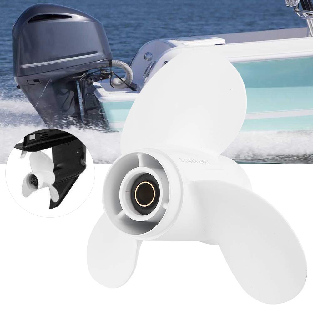 Elica a 3 pale in lega di alluminio, elica per fuoribordo marino adatto per Yamaha 9,9-15 CV, 8 denti scanalati, elica per barca Motore fuoribordo Elica per motore Sostituzione dell'elica, leggera