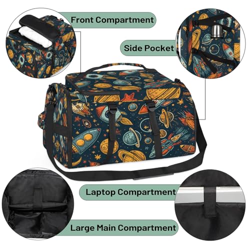Tactical Sports Duffle Bag for Travel Waterproof Gym Bag with Shoe Compartment 48L Carry On Luggage for Men & Women 3-in-1 Durable Travel Luggage Full Spaceships4