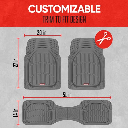 Image of Motor Trend FlexTough Floor Mats for Cars, Gray Deep Dish All-Weather Mats, Waterproof Trim-To Fit Automotive Floor Mats for Trucks SUV, Universal Liner Car Accessories