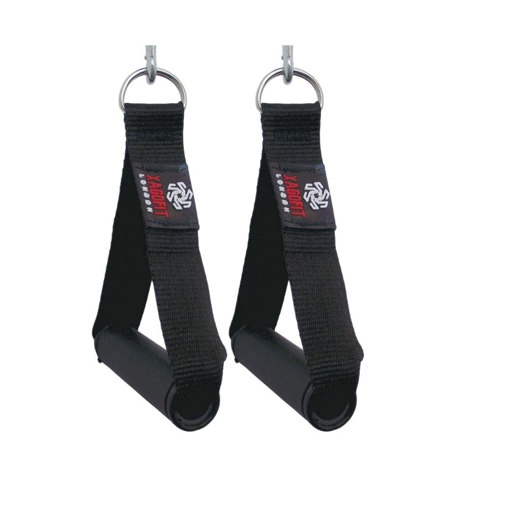 XAGOFIT Exercise Bands with Carabiner Hook - Cable Machine Attachment - Fitness Accessories - Multipurpose Accessories - Convenient - Portable Pair