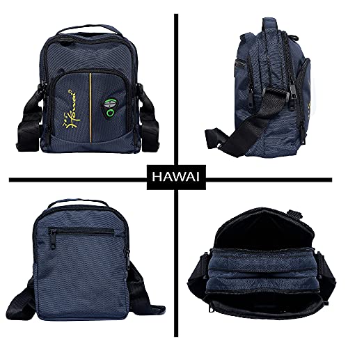 Image of Hawai PVC Coated Water Resistant Polyester Nylon Casual Sling Messenger Side Bag for Office College Outdoor Travel Daytrip-PUBWC1 for Men Women