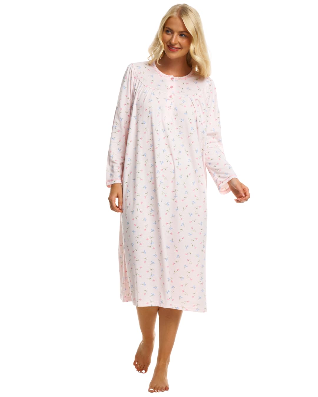 Suzy & Me Ladies Cuddleknit Long Sleeve Nightdress (PINK, 22-24)