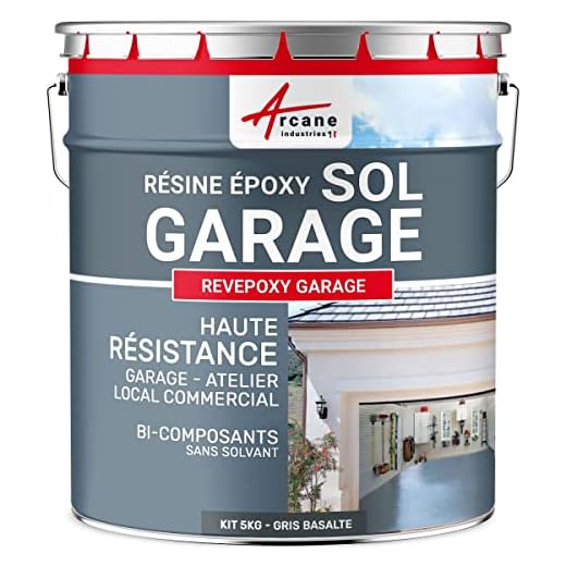 Peinture epoxy garage sol atelier local commercial magasin REVEPOXY GARAGE - Gris basalte ral 7012 - kit 5 Kg (couvre jusqu'à 16m² pour 2 couches) - ARCANE INDUSTRIES