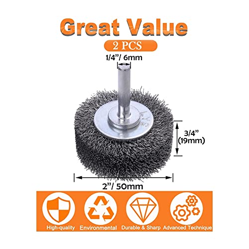 Jaquiain Wire Wheel Brush For Drill Attachment, 2 Inch Removal Paint Rust 0.0118 Inch Carbon Steel Wire 20000Rpm 4Pcs #TOP6
