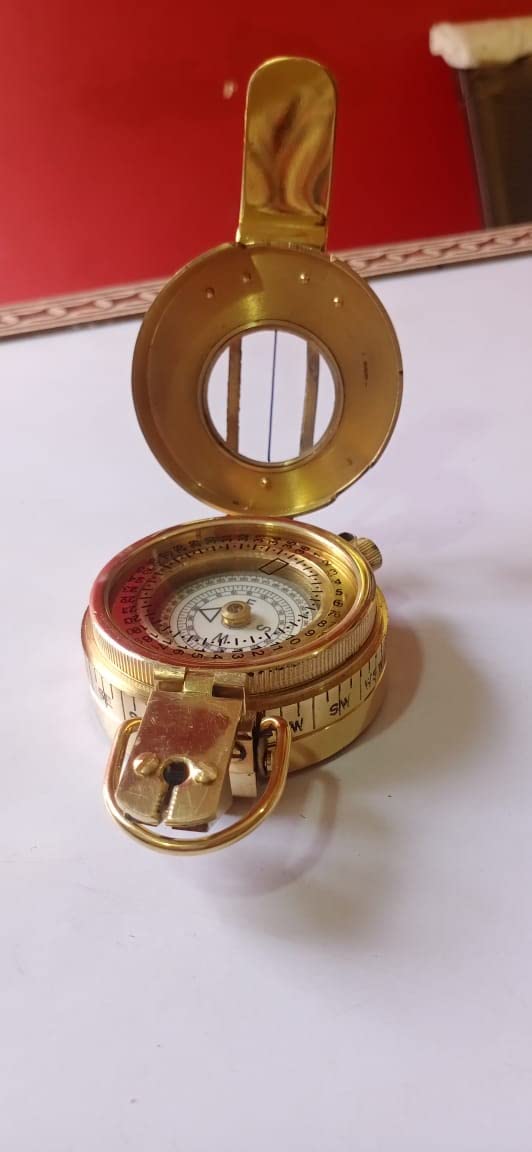 The World Handicraft Compass Military Navigational Marine Brass Devices Pocket Nautical Navigational Instrument