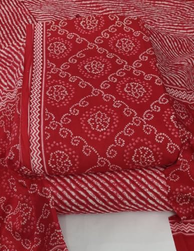 Image of DRAVINAM Trends Women's Premium Cambric Cotton Jaipuri Printed Unstitched Salwar Suit Dress Material with Mulmul Cotton Dupatta